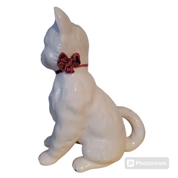 Vintage Andrea by Sadek 12" White Cat Green Eyes Japan Read Description - Picture 4 of 8